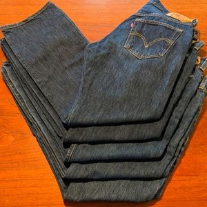 Five 501 buttonfly Levi's jeans washed but like new condition size W 36 x L 32